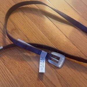 Madewell Brown Leather Belt with Silver Buckle